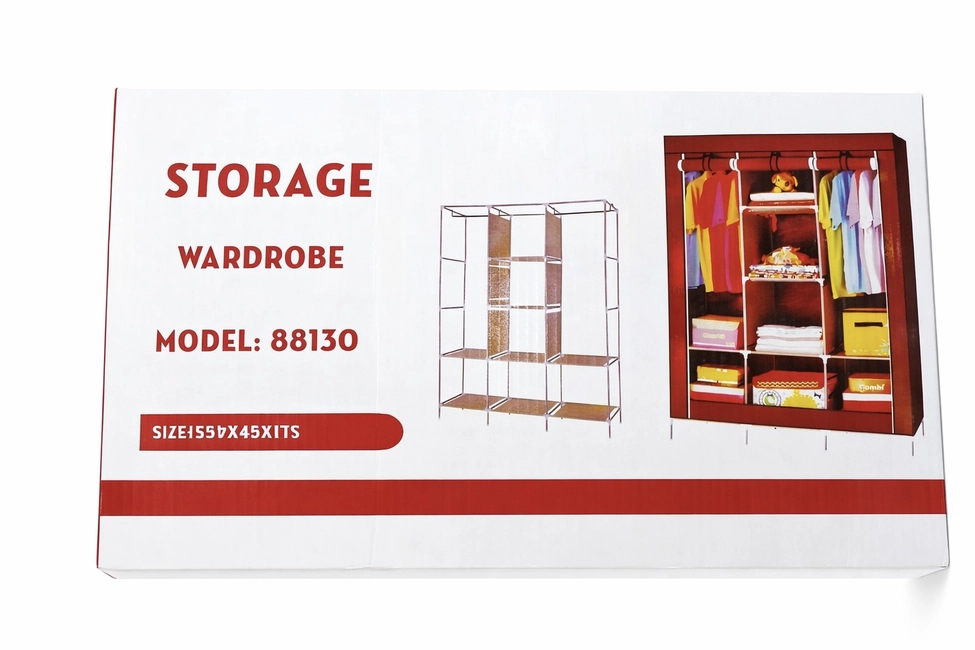 Portativ skaf, metal/parca, qirmizi, 130x45x175 sm